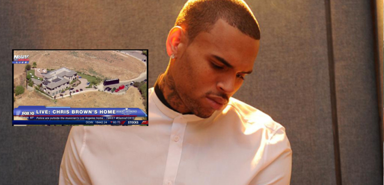 Huis Chris Brown omsingeld door SWAT
